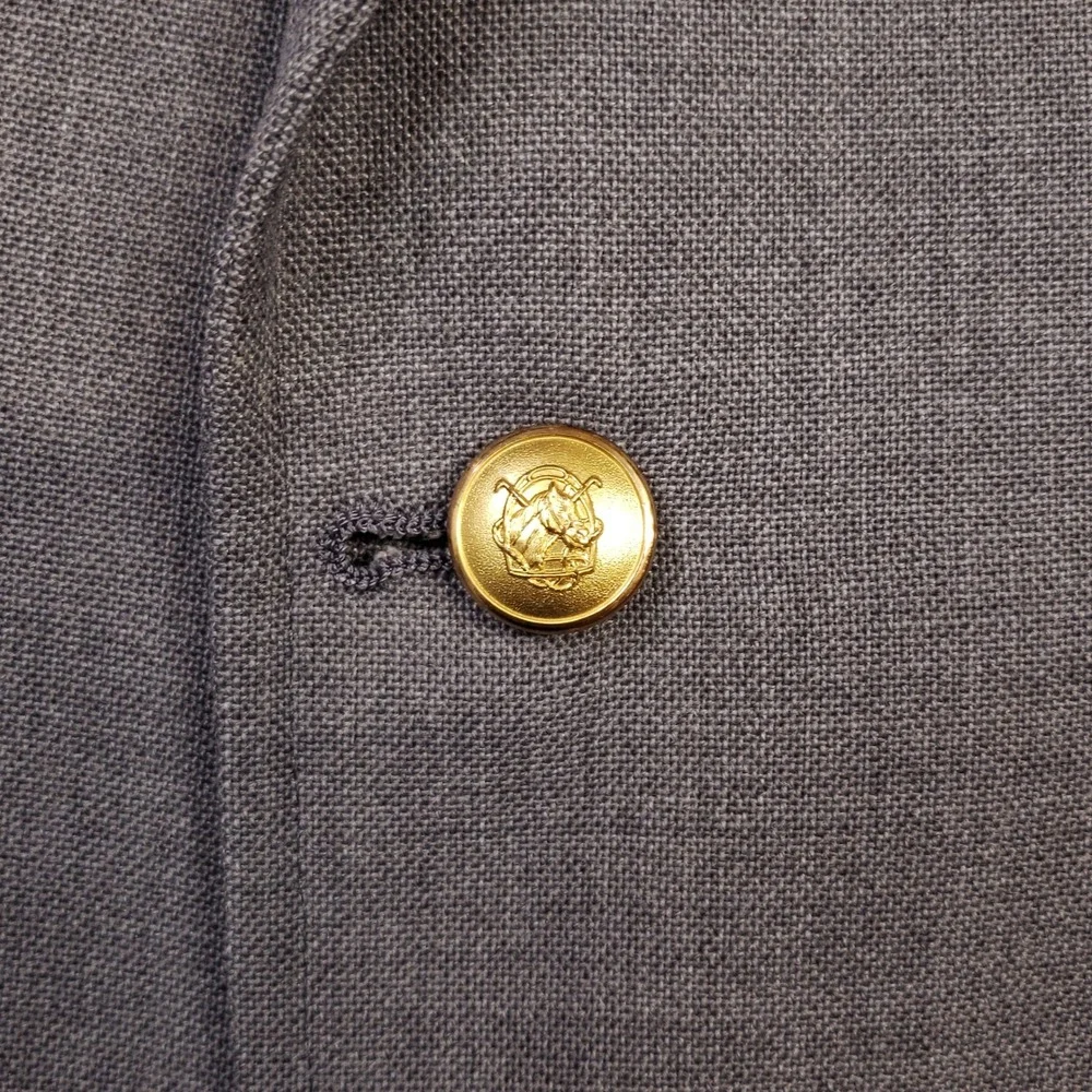 Chaps Ralph Lauren Blazer Men 38R Gray Two Gold Crest Button Wool Sport Coat USA